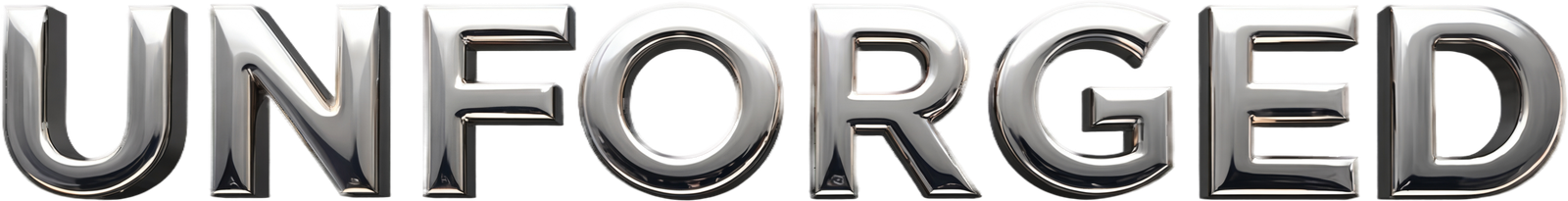 The Unforged wordmark, light version, on the flood